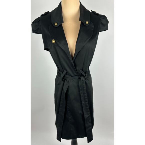 NWT Voom by Joy Han USA Size Medium Black Trench Coat Goth Whimsygoth - Picture 6 of 16